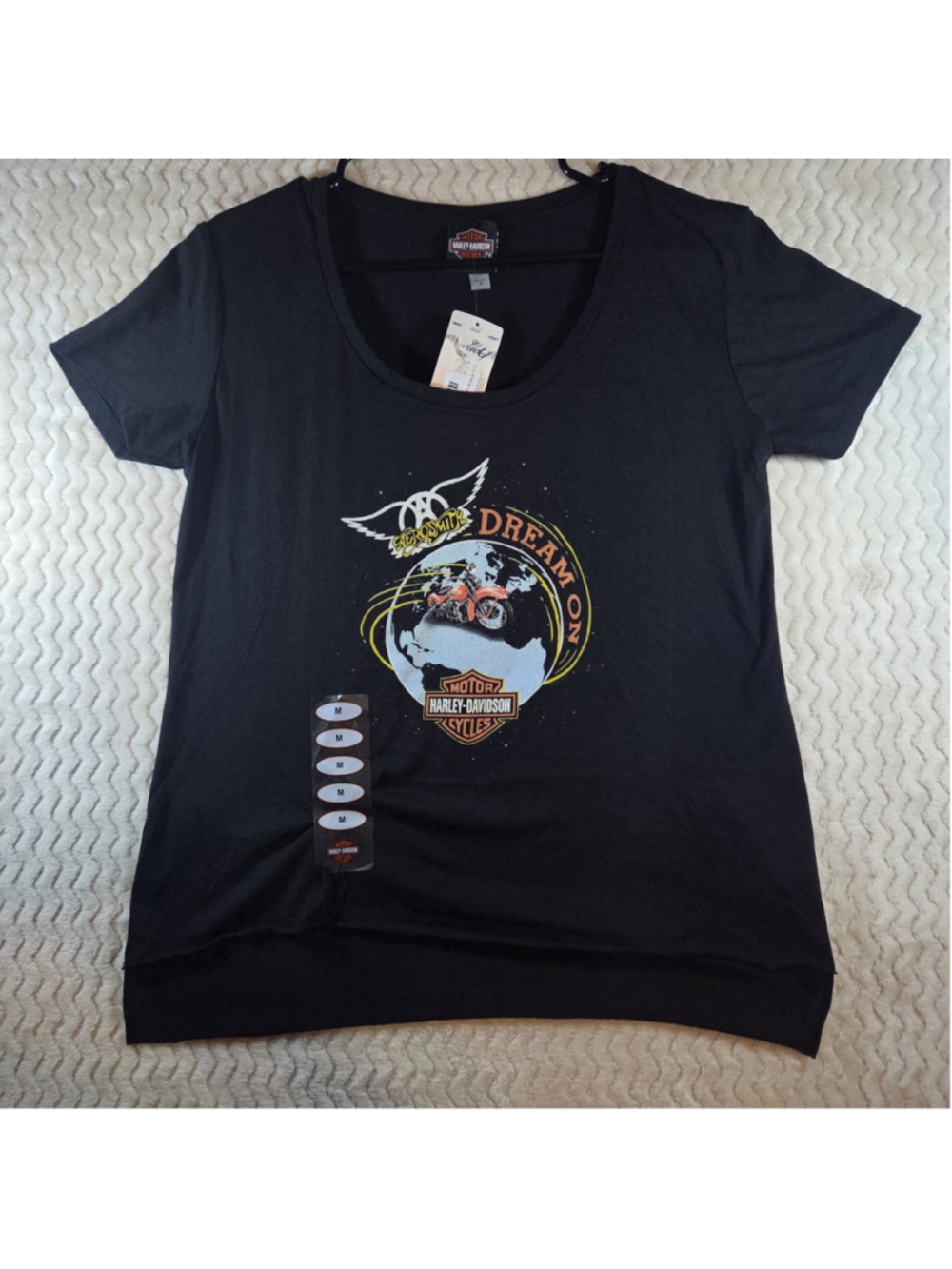 Aerosmith x Harley Davidson Motorcycles Dream On Shirt Black Womens Medium